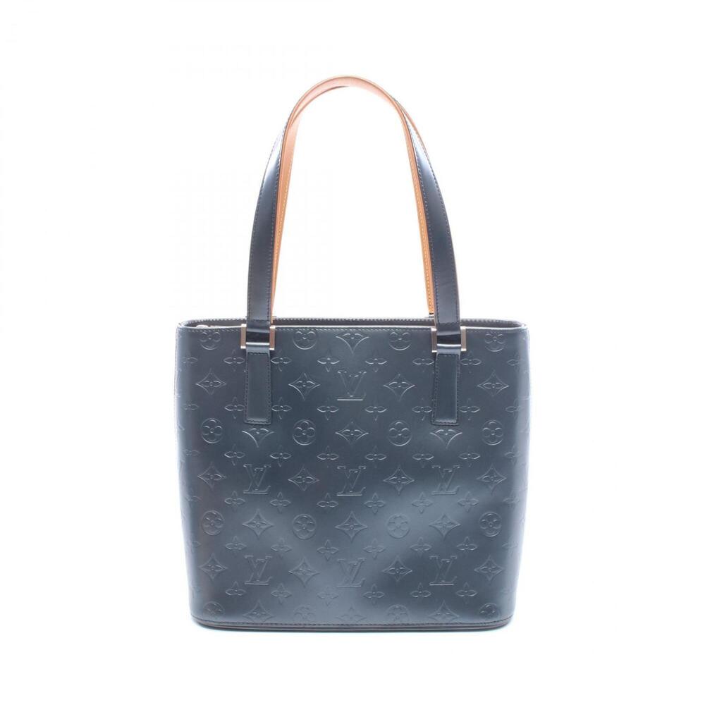 Louis Vuitton Stockton Handbag, Leather, Monogram Matte, Women's, Navy, M55115